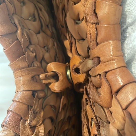 Vintage 70’s leather link boho large shoulder bag - Picture 2 of 13